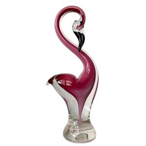 VINCI DYNASTY GALLERY Pink Flamingo Hand Fused Glass Art 11"